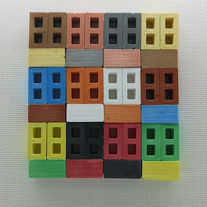 Miniature building block bricks. Colorful miniature building block bricks. Perfect for dioramas, dollhouses, gifts, desk toy.