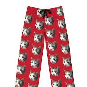 Custom Pet Cat Dog Face on Pajama Pants, Personalized Face Pj Pants, Gift for Pet Owner, Dog Mom Gift, Custom Gift with Pet Photo for Dad