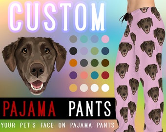 Personalisierte Pyjama Hose mit Foto, Personalisierte Hundefoto Pyjama Hose, Haustier Katze Hundegesicht auf Hose Hundemama Papa Pyjama Hose
