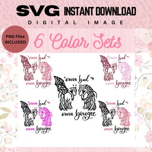 Nogal slecht, nogal SVG| 6 kleuren roze tinten zwart | schattige duivelse engel | Directe download afbeeldingsbestanden png Good vs Evil grafische Cricut-silhouet