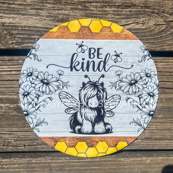 8” Bumble Bee-Themed Fuzzy Pinto Pony |  Gypsy Horse Aluminum Sign | Decor for Indoors & Garden | UV Protection | Mount Included