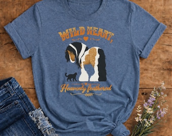 Wild Heart Heavenly Feathered | Soft Adult T-shirt |Buckskin Gypsy Vanner Horse Cat shirt