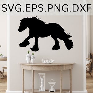 Archivo gráfico de arte digital de caballo de tiro SVG de gitano corriendo Vanner png dxf mustang vaquera