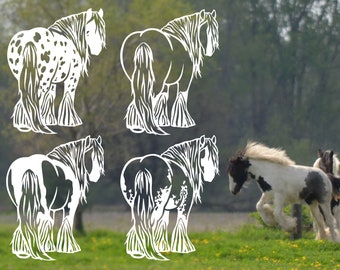 Decal Sticker | Orignal Art | Gypsy Vanner Draft Horse Vinyl Car | Horse Trailer Sticker | Permanent for Trucks |  Personalization