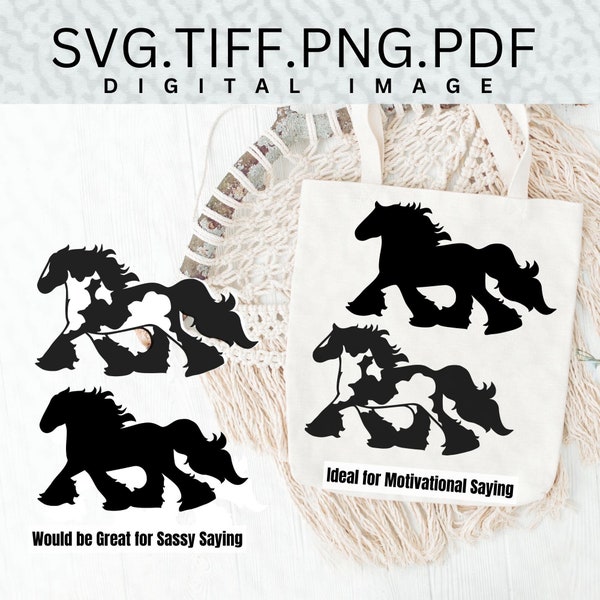 Original SVG Files Hairy Draft Horse JPG PNG bundle silhouette cricut graphics gypsy Irish cob