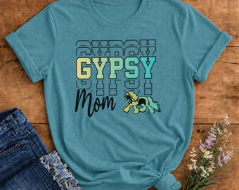 Soft Adult Gypsy Vanner Horse Tee | Gypsy Mom Shirt, Running Pinto Horse