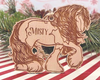 6 Coat Patterns to Choose From • Custom Name • Original Art • Wooden Gypsy Vanner Horse Ornament • Memorial