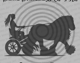 Driving Horse Cart | Feathered Draft Horses SVG PNG | Multi-Breed Representation | High-Quality Print Files Gypsy Vanner Graphics Clipart