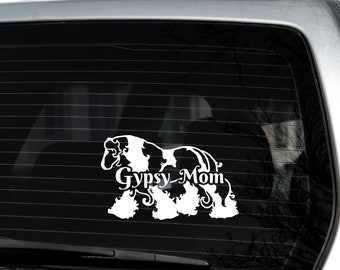 Gypsy Mom - Original White Gypsy Vanner Draft Horse Vinyl Car Decal | Horse Trailer Sticker | Permanent Decal for Trucks