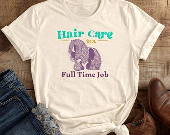Hair Care Is a Full Time Job horse tee | Gypsy Vanner art