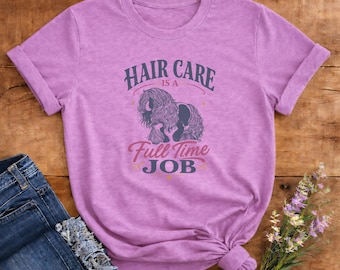 Fluffy Vanner Gypsy Horse Hair Care T-Shirt | Soft Adult Tee | Gypsy Cob Graphic