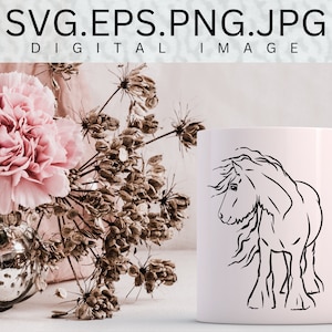 Fichiers vectoriels Gypsy Vanner Horse fichier numérique SVG, téléchargement d'image numérique impression cheval poney clipart silhouette cricut