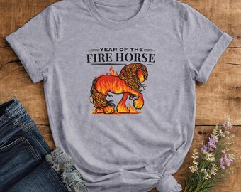 Year of the Fire Horse T Shirt | Horse Lover Graphic Tee | Fiery Horse Art Shirt | Soft Cotton Tee | Western Horse Shirt