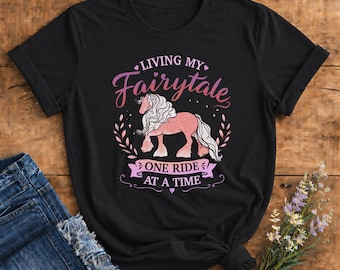 Living My Fairytale One Ride at a Time Horse T-Shirt | Pastel Fairy horse Graphic | Adult Youth