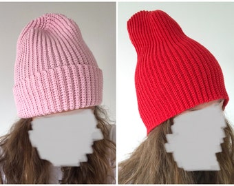 Handgehäkelte Baumwollmütze, Beanie