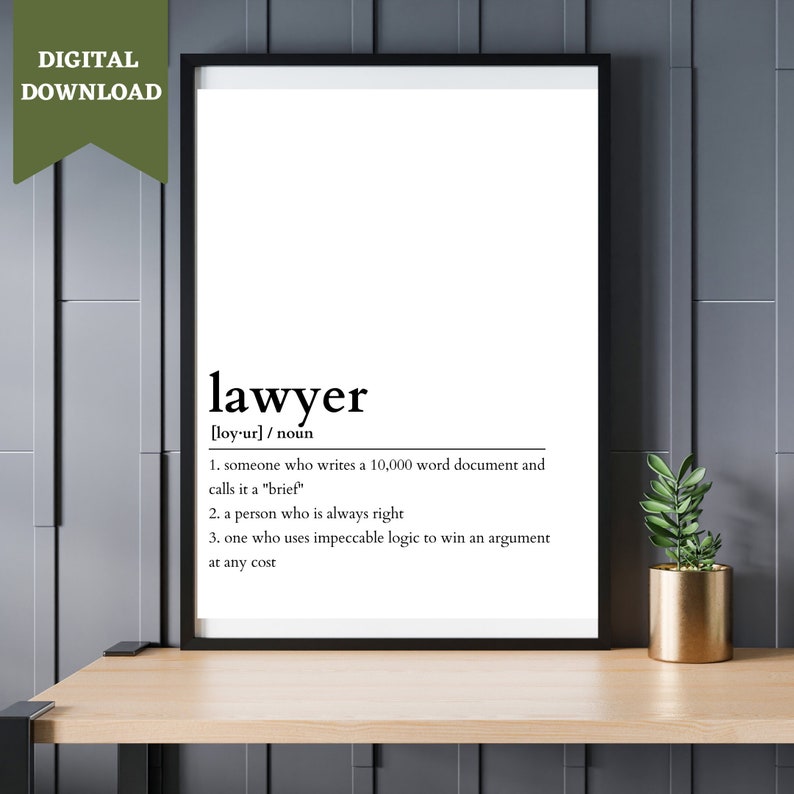 Funny Lawyer Definition Print Printable INSTANT DOWNLOAD Etsy