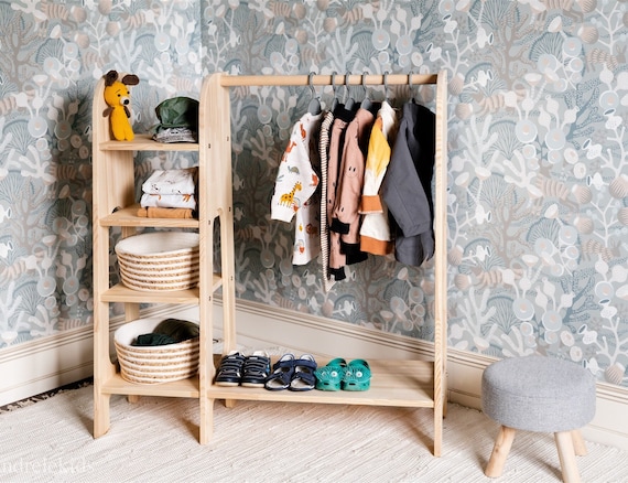 Kids' clothing rack with storage