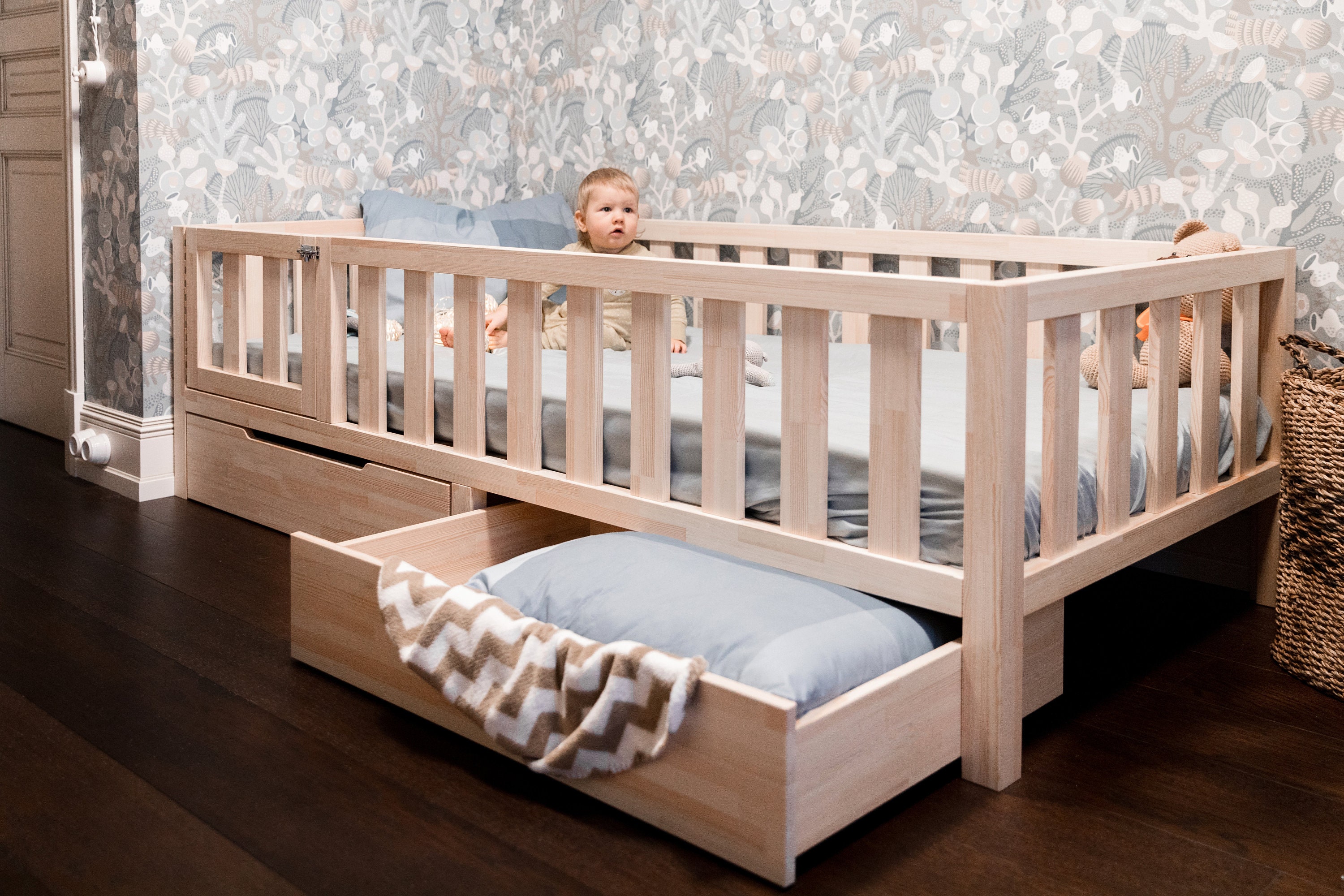 Cama Infantil Estrellas con cajones (Colchón 90 x 190, Azul