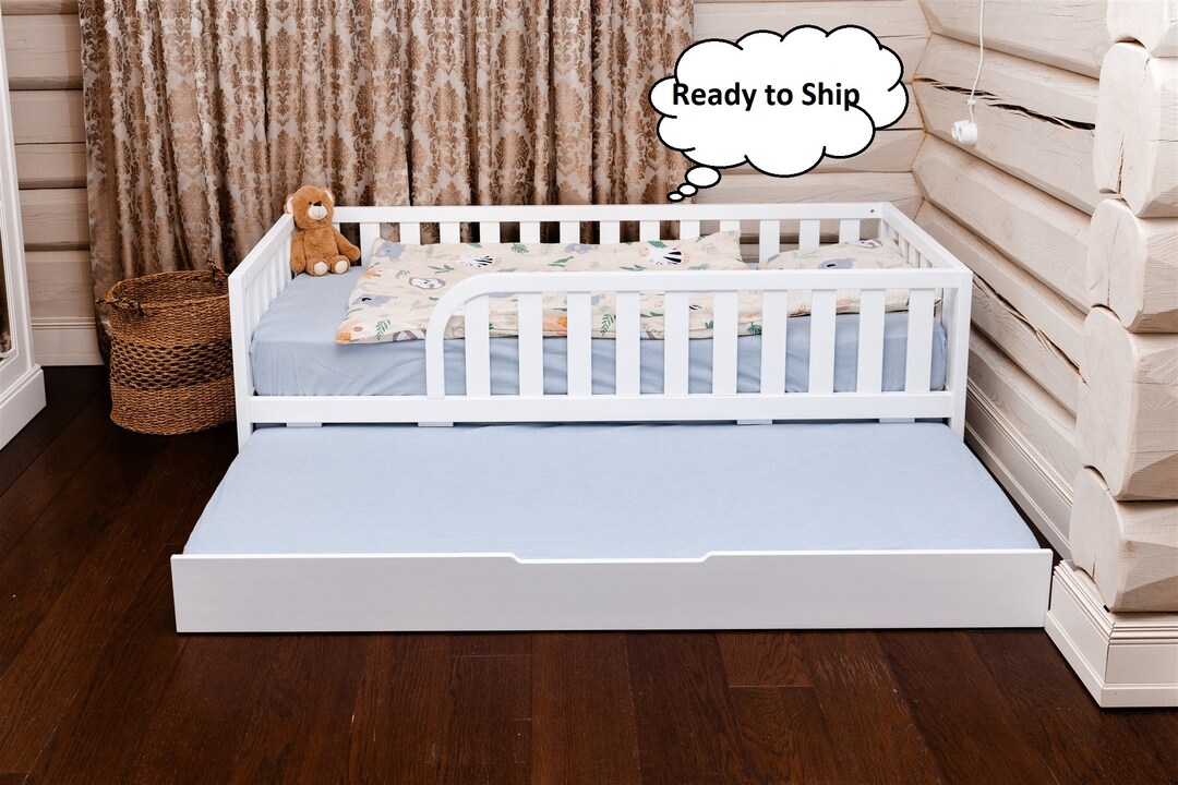Toddler Double Bed, Montessori Bed, Bed With Slats, Platform Bed, Floor