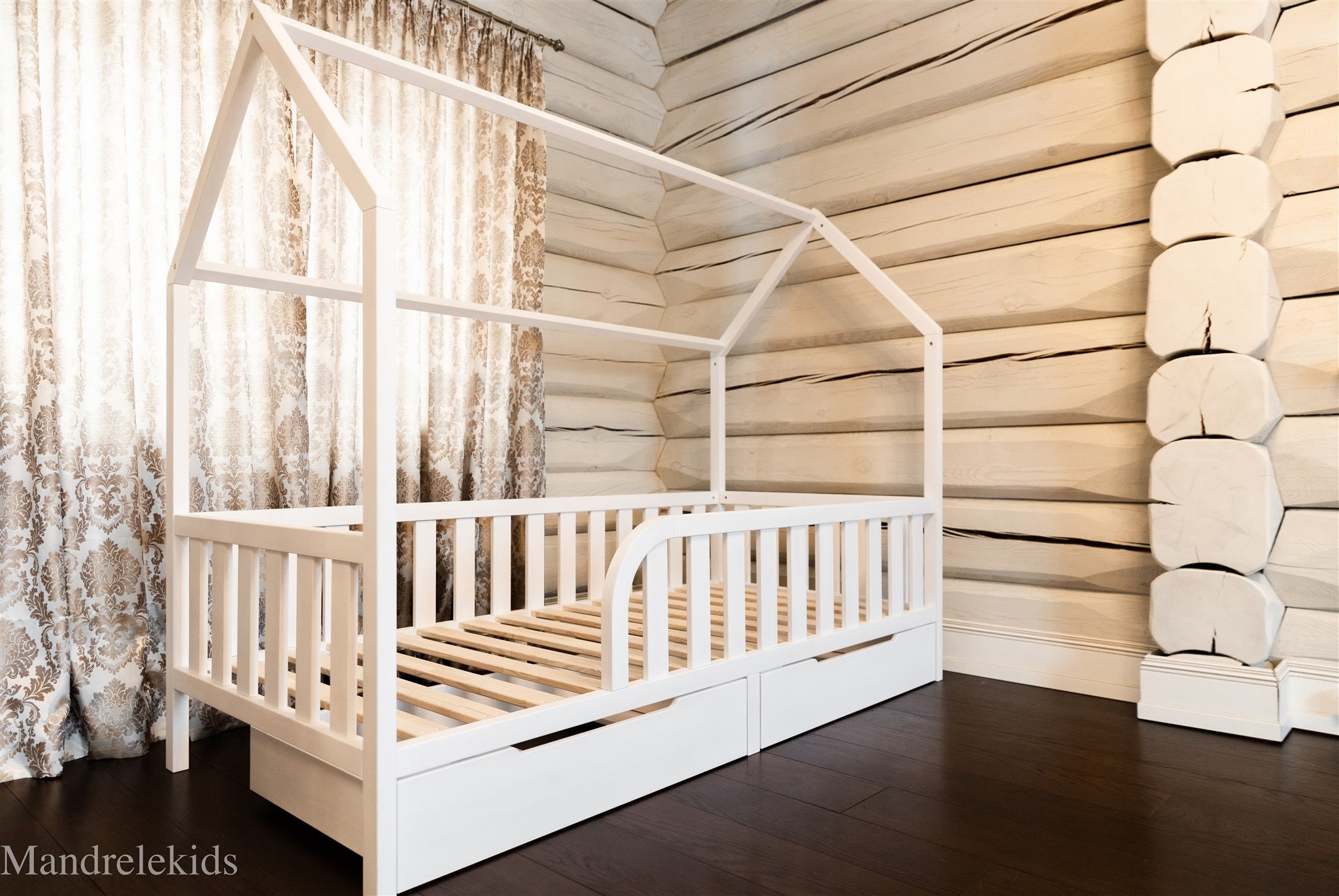 House Bed Cot With Railing Lit Cabane Pipit 