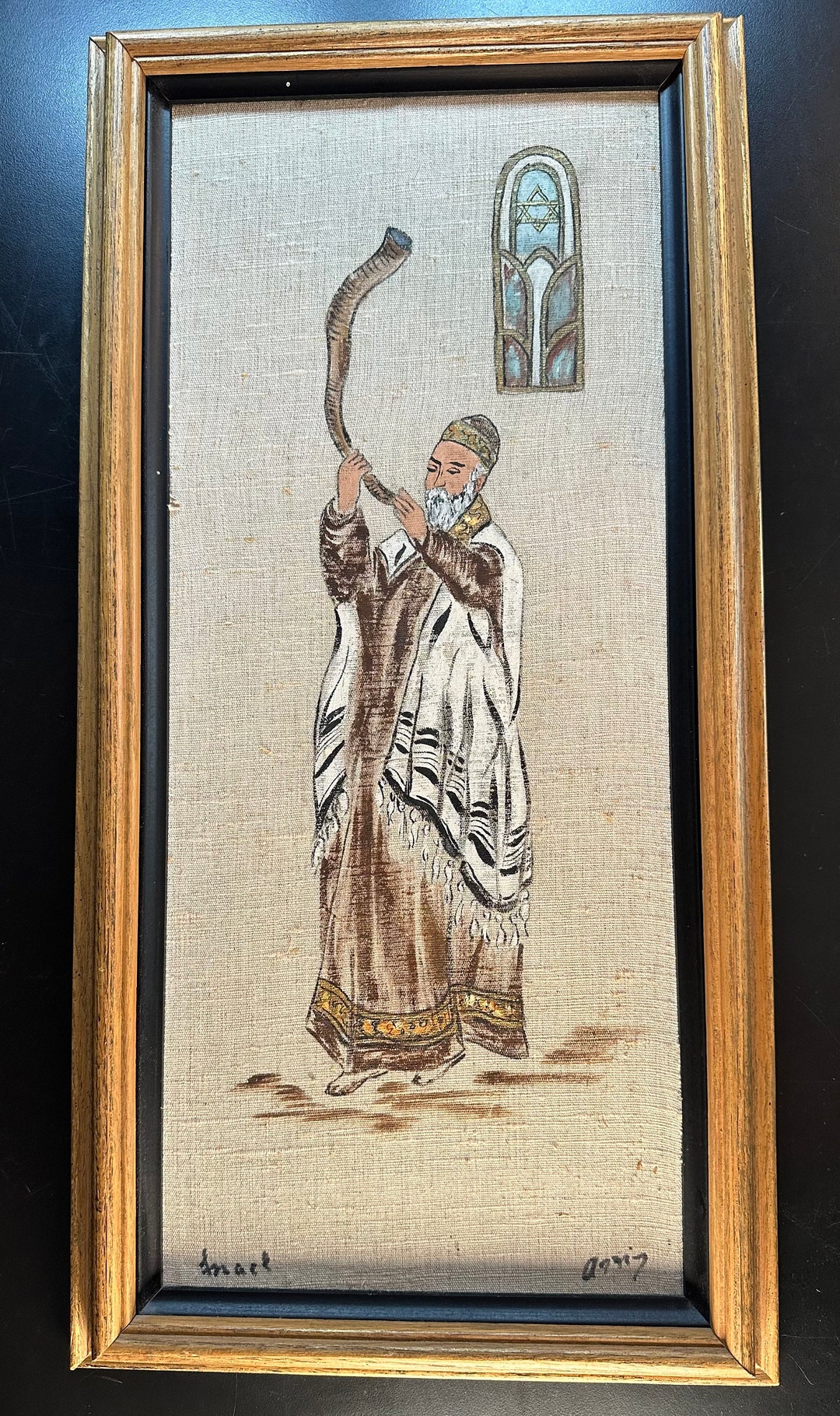 Hand Painted Framed Picture of Rabbi With Shofar - Etsy