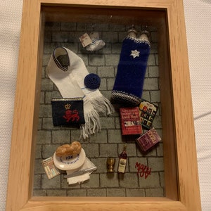 Handmade Miniature Bar Mitzvah Boy Shadow Box