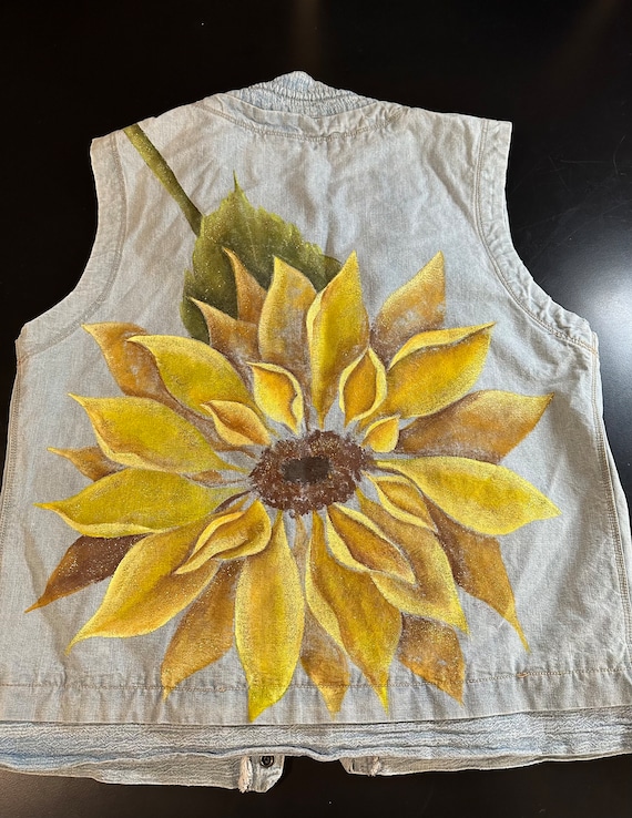 Hand Painted Sunflower Vest