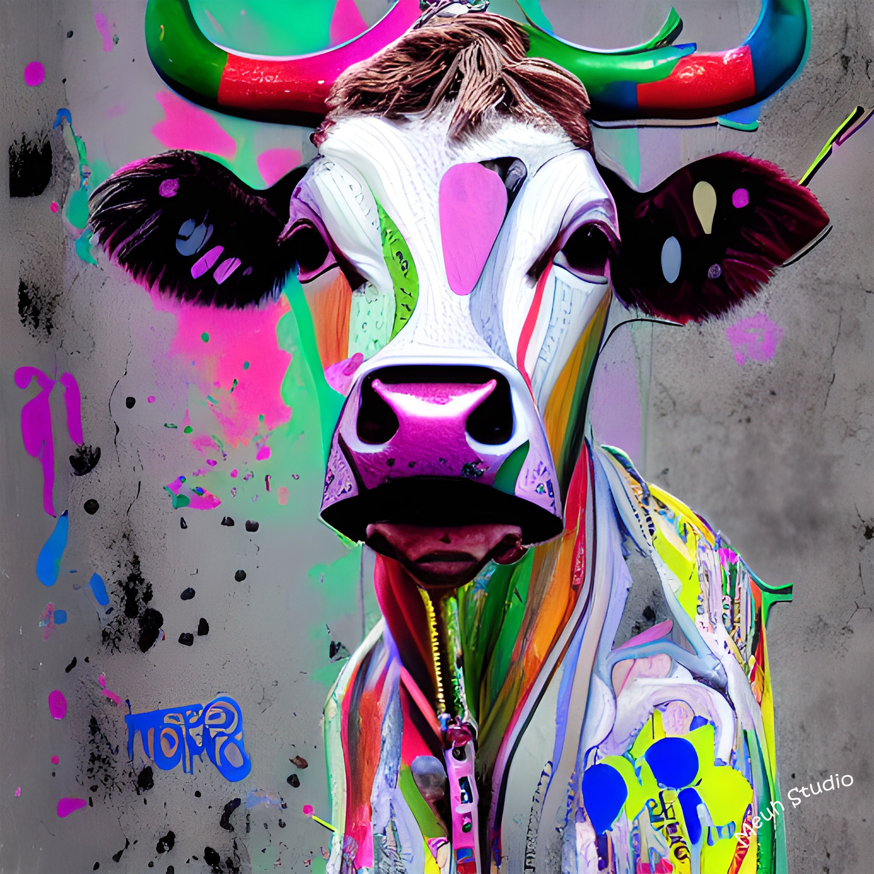 Set of 4 Street Art Graffiti Cow Posters to Download for an Original Wall  Decoration, Set of 4 Colored Cow Posters - Etsy