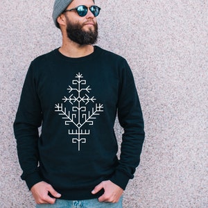 Austras koks / Pasaulio medis / Sun Tree / Sweatshirt with Baltic Pagan Tribes Symbol / Sweatshirt with Latvian & Lithuanian Folk Ornament image 2