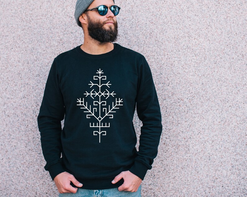 Austras koks / Pasaulio medis / Sun Tree / Sweatshirt with Baltic Pagan Tribes Symbol / Sweatshirt with Latvian & Lithuanian Folk Ornament image 2