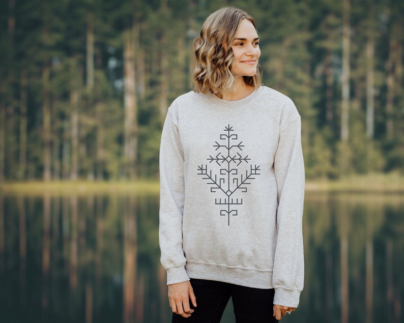 Austras koks / Pasaulio medis / Sun Tree / Sweatshirt with Baltic Pagan Tribes Symbol / Sweatshirt with Latvian & Lithuanian Folk Ornament image 1