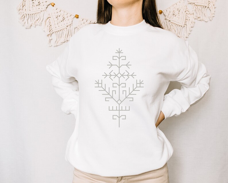 Austras koks / Pasaulio medis / Sun Tree / Sweatshirt with Baltic Pagan Tribes Symbol / Sweatshirt with Latvian & Lithuanian Folk Ornament image 4