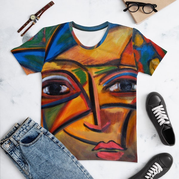 Abstract Woman Full Color Art Shirt / Fine Art Tshirt / Elegant Vintage Artsy Creative Apparel / One of a Kind Fashion Attire