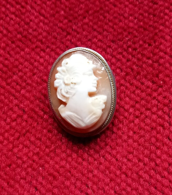 Hand Carved Real Shell cameo Brooch pendant - image 4