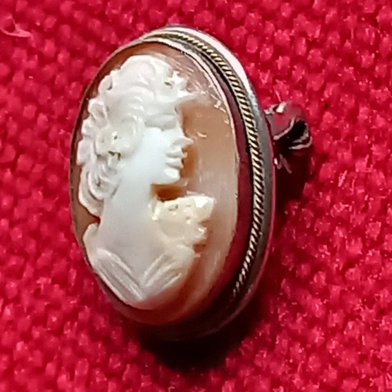 Hand Carved Real Shell cameo Brooch pendant - image 3