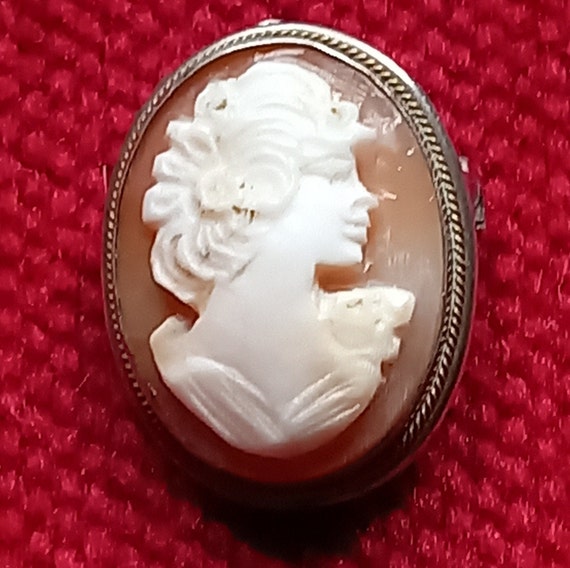 Hand Carved Real Shell cameo Brooch pendant - image 2