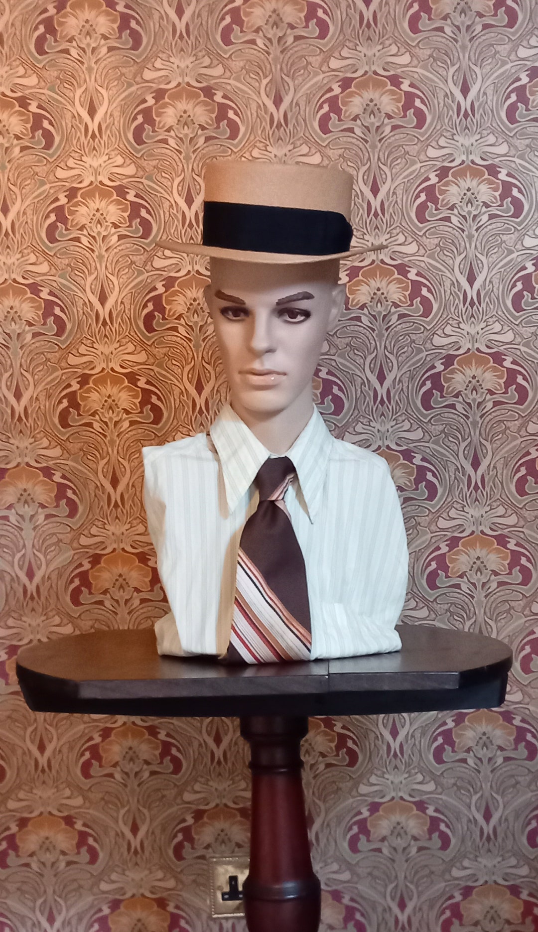 Vintage 1920s Locke and Co. Hatters Straw Boater / Skimmer Hat Made for Brooks Brothers