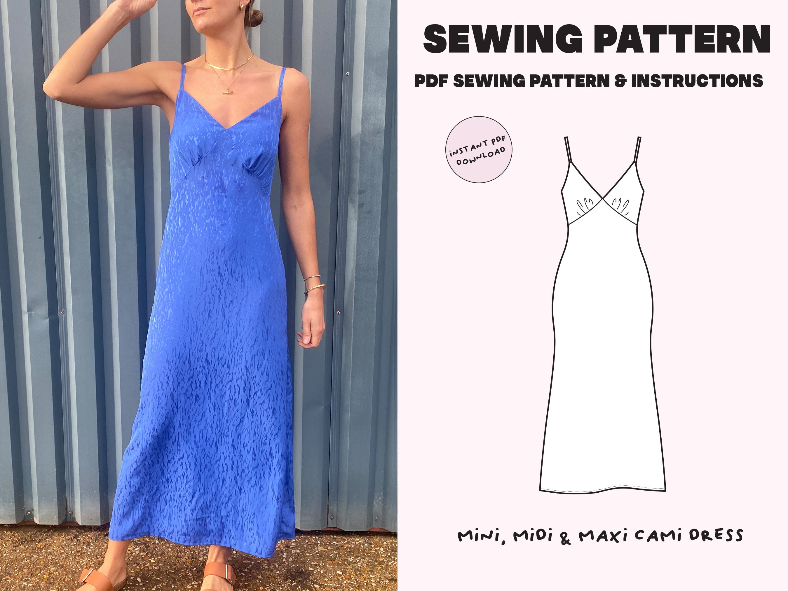 Cami Dress Pattern / Digital PDF Pattern / Size UK 6-18 US 2-14 / Instant  Download With 7 Printable Sizes / Mini, Midi, Maxi / Intermediate 