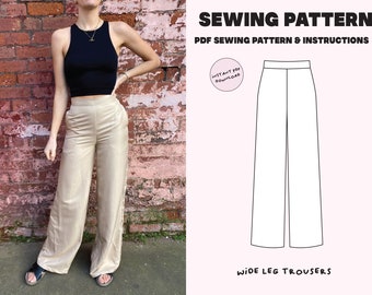 Wide Leg Trousers / Digital PDF Pattern / Beginner Friendly / - Etsy