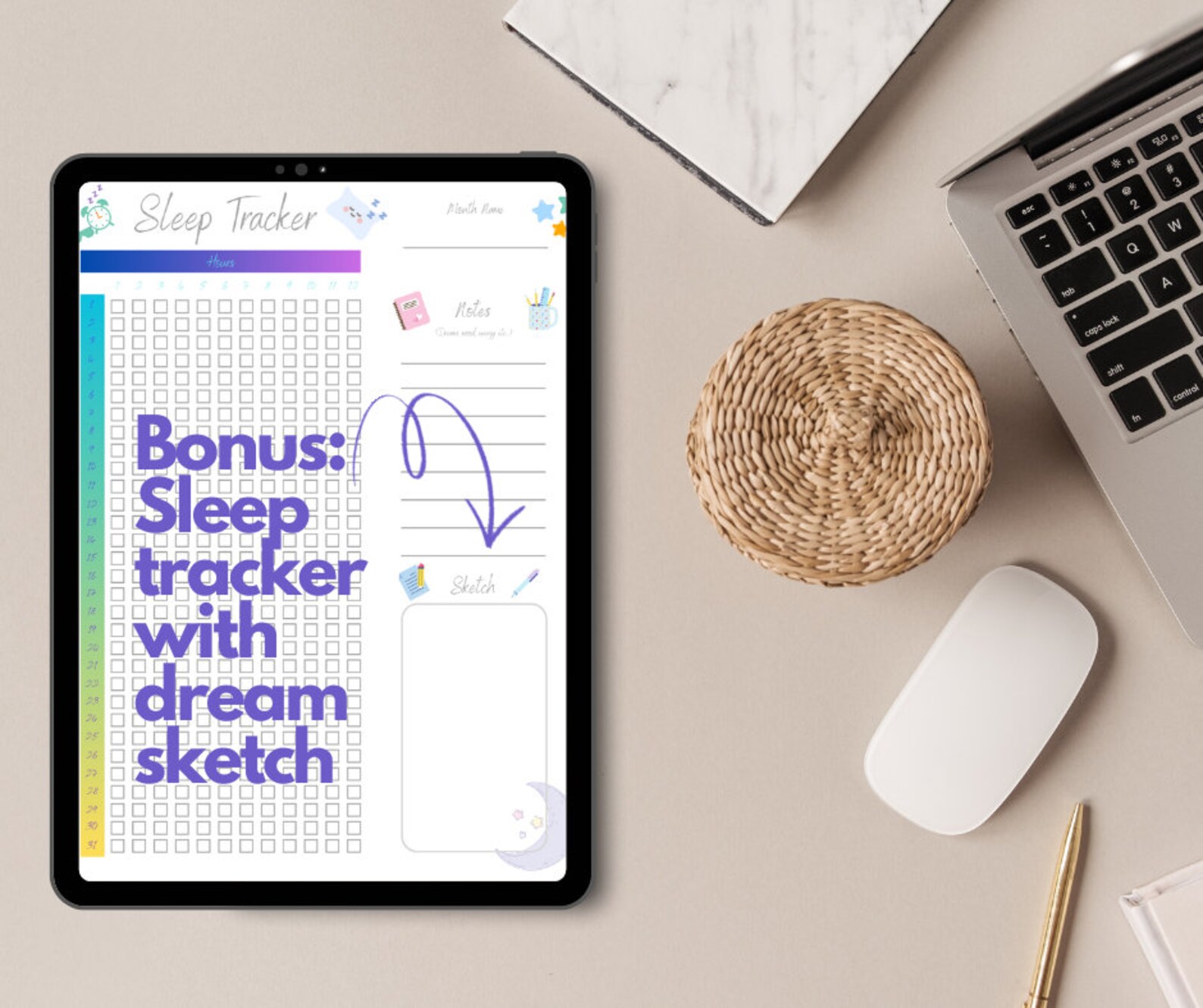 Sleep Tracker Printable - Sleep Log, Dream Log, Sleep Quality Journal ...