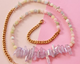 Morganite Crystal Quartz Beaded Waist Chain 18K Gold Plated Custom Handmade Body Jewelry