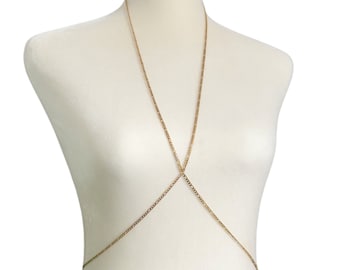 18K Gold Stainless Steel 3MM Figaro Body Chain Handmade Custom Tarnish Resistant Jewelry