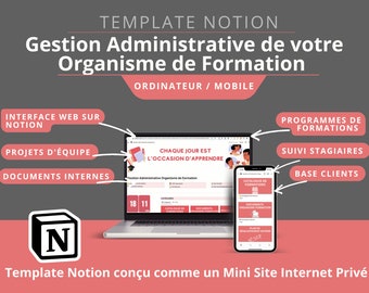 Template Notion Gestion Administrative pour Organisme de Formation, inclus la préparation de l'audit de certification Qualiopi