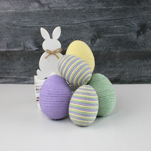 Macrame Wrapped Eggs, Decorative Easter Eggs, Easter Decor, Easter Basket Gift, Easter Bowl Filler, Easter Gift, Set of 5