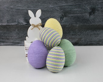 Macrame Wrapped Eggs, Decorative Easter Eggs, Easter Decor, Easter Basket Filler, Easter Bowl Filler, Easter Gift, Set of 5
