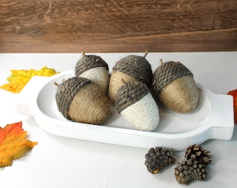 Jute Wrapped Acorns, Decorative Acorns, Fall Decor, Halloween Decor, Fall Bowl Filler, Thanksgiving Table Decor, Xmas Gift, Set of 5