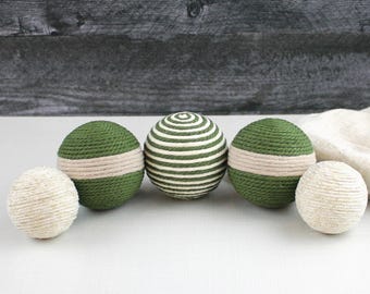 Macrame Wrapped Balls, Decorative Balls, Decorative Yarn Balls, Home Decor, Bowl Filler, Vase Filler, Set of 5