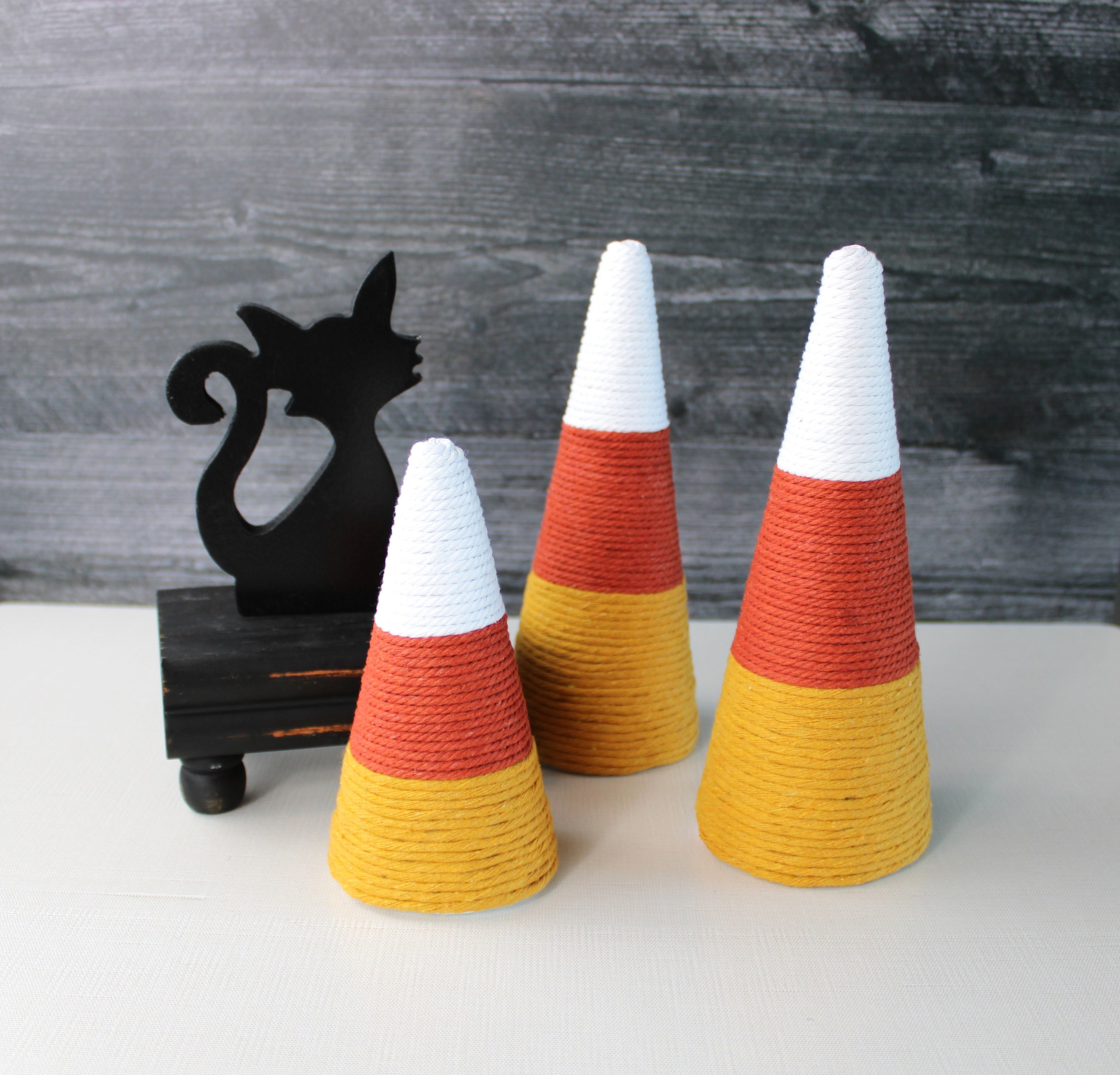 Macrame Wrapped Candy Corn, Halloween Decor, Fall Decor, Candy Corn ...