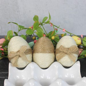 Jute Wrapped Eggs, Decorative Easter Eggs, Easter Decor, Spring Decor, Tiered Tray Easter, Easter Basket Gift, Bowl Filler, Set of 3 画像 6