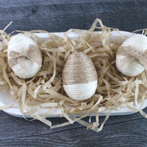 Jute Wrapped Eggs, Decorative Easter Eggs, Easter Decor, Spring Decor, Tiered Tray Easter, Easter Basket Gift, Bowl Filler, Set of 3 画像 7
